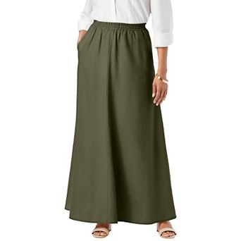 Jessica London Women's Plus Size Linen Maxi Skirt