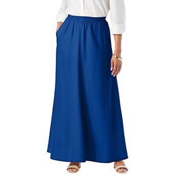 Jessica London Women's Plus Size Linen Maxi Skirt