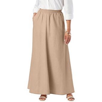 Jessica London Women's Plus Size Linen Maxi Skirt