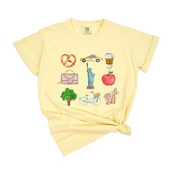 New York Travel Collage Garment Dyed Tees