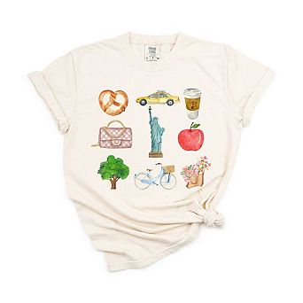 New York Travel Collage Garment Dyed Tees
