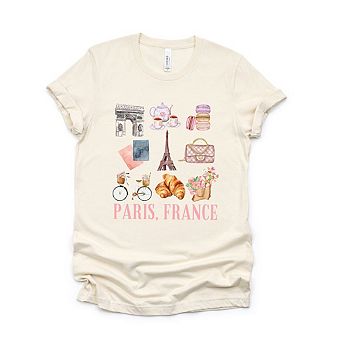 Paris Travel Collage Short Sleeve Graphic Tee