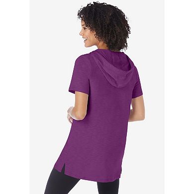 Woman Within Plus Size Short-Sleeve Hoodie