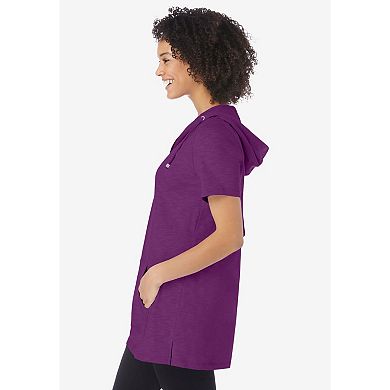 Woman Within Plus Size Short-Sleeve Hoodie