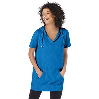 Woman Within Plus Size Short-Sleeve Hoodie