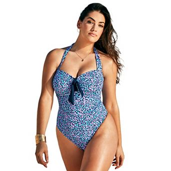 Swimsuits for All Women's Tie Front Halter One Piece