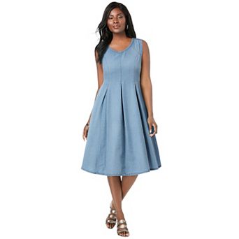 Jessica London Women's Plus Size Cotton Denim Dress