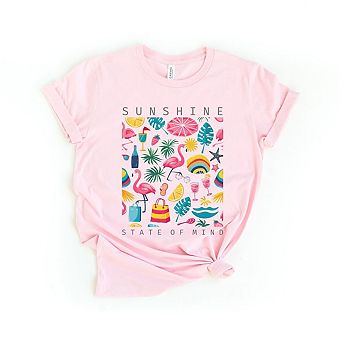 Sunshine State Of Mind Flamingos Short Sleeve Graphic Tee