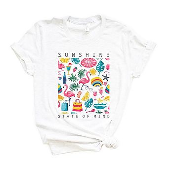 Sunshine State Of Mind Flamingos Short Sleeve Graphic Tee