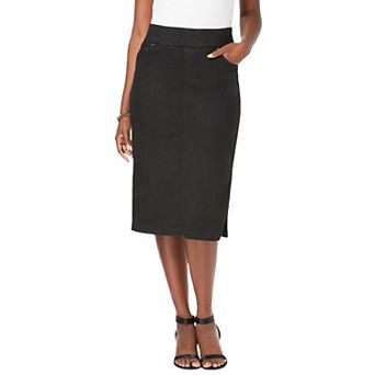 Jessica London Women's Plus Size Comfort Waist Stretch Denim Midi Skirt