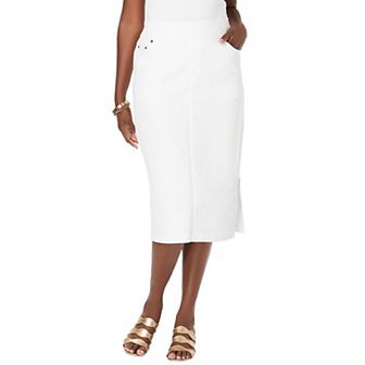 Jessica London Women's Plus Size Comfort Waist Stretch Denim Midi Skirt