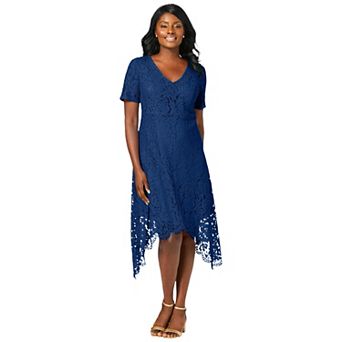 Jessica London Women's Plus Size Lace Handkerchief Dress