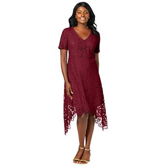 Jessica London Women's Plus Size Lace Handkerchief Dress