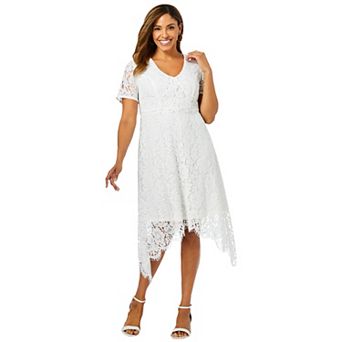 Jessica London Women's Plus Size Lace Handkerchief Dress