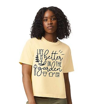 Life Is Better In The Garden Relaxed Fit Cropped Tee