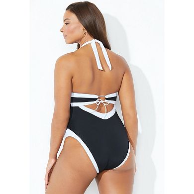 Swimsuits for All Women's Plunge V-Neck One Piece Swimsuit