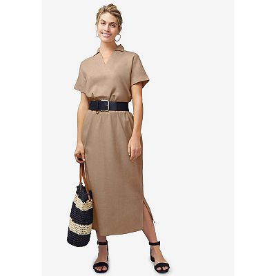 princess polly baby blue dress Jessica London Women's Plus Size Linen Short Sleeve Maxi Dress