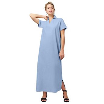 Jessica London Women's Plus Size Linen Short Sleeve Maxi Dress