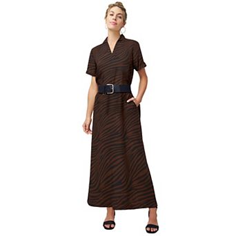 Jessica London Women's Plus Size Linen Short Sleeve Maxi Dress