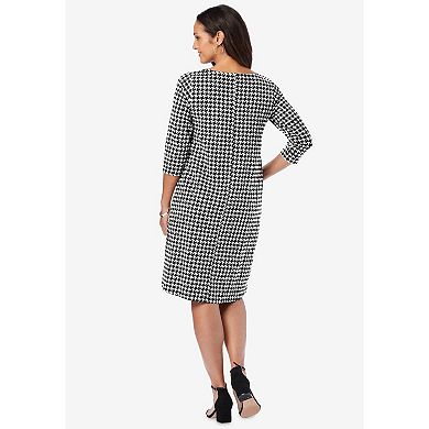 Jessica London Women's Plus Size Stretch Cotton Boatneck Shift Dress
