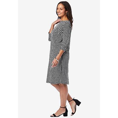 Jessica London Women's Plus Size Stretch Cotton Boatneck Shift Dress