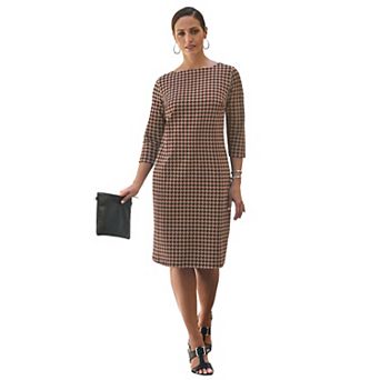 Jessica London Women's Plus Size Stretch Cotton Boatneck Shift Dress