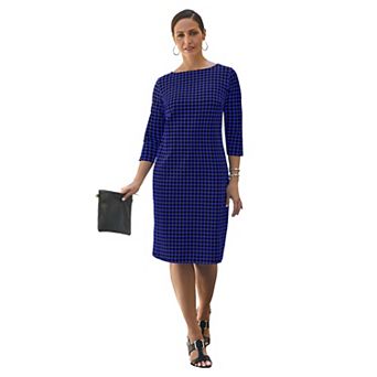 Jessica London Women's Plus Size Stretch Cotton Boatneck Shift Dress