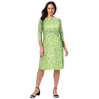 Jessica London Women's Plus Size Stretch Cotton Boatneck Shift Dress