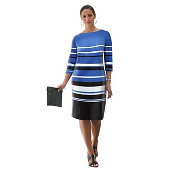 Jessica London Women's Plus Size Stretch Cotton Boatneck Shift Dress