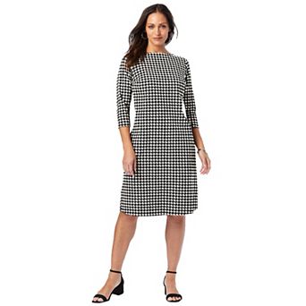 Jessica London Women's Plus Size Stretch Cotton Boatneck Shift Dress