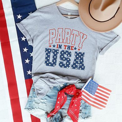 Retro Party In The Usa Stars Short Sleeve Graphic Tee