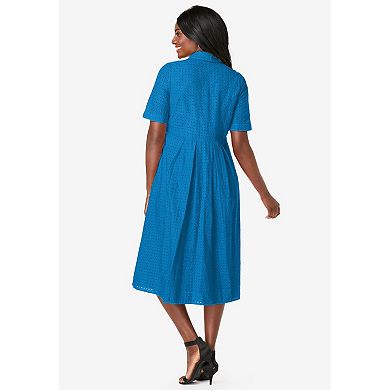 Jessica London Women's Plus Size Eyelet Shirt Dress