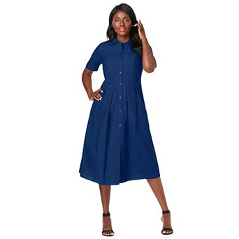 Jessica London Women's Plus Size Eyelet Shirt Dress