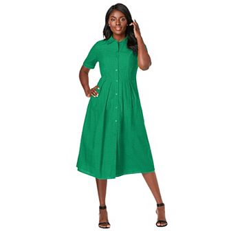 Jessica London Women's Plus Size Eyelet Shirt Dress
