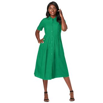 Jessica London Women's Plus Size Eyelet Shirt Dress