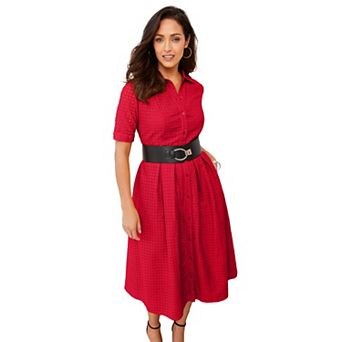 Jessica London Women's Plus Size Eyelet Shirt Dress