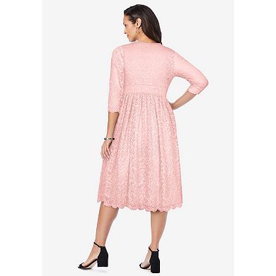 Jessica London Women's Plus Size Stretch Lace A-Line Dress
