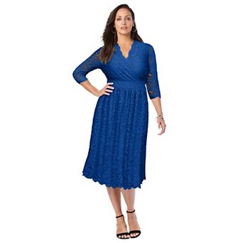 Jessica London Women's Plus Size Stretch Lace A-Line Dress