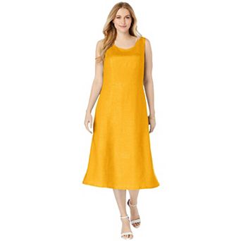 Jessica London Women's Plus Size Linen Fit & Flare Dress