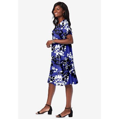 Jessica London Women's Plus Size Stretch Knit A-Line Dress