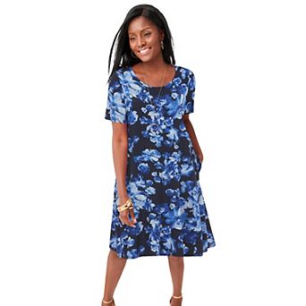 Jessica London Women's Plus Size Stretch Knit A-Line Dress