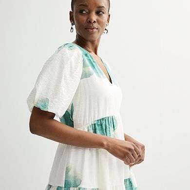 Women's Nine West Bubble Sleeve Babydoll Dress