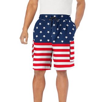 Kingsize Men's Big & Tall 8 Printed Cargo Swim Trunks