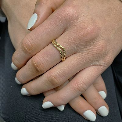 Boston Bay Diamonds 14k Gold Over Silver Curved Chevron Split Stacking Ring