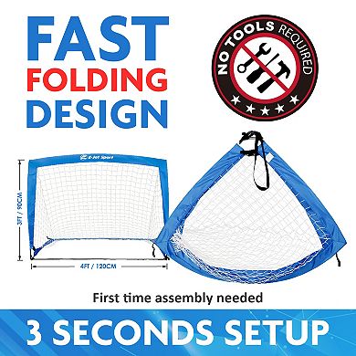 E-Jet Portable 4' Fiberglass Soccer Goals, Set of 2