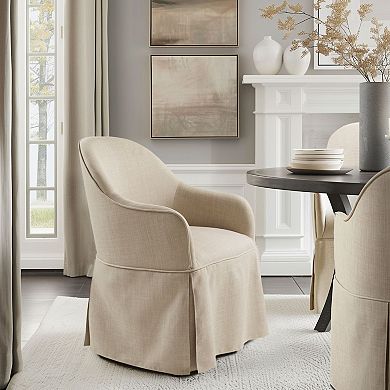 Madison Park Salma Skirted Dining Arm Chair with Casters