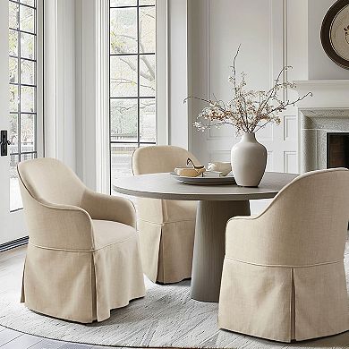 Madison Park Salma Skirted Dining Arm Chair with Casters