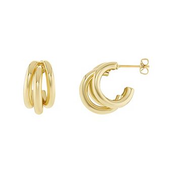 PRIMROSE Polished Triple Tube C-Hoop Earrings