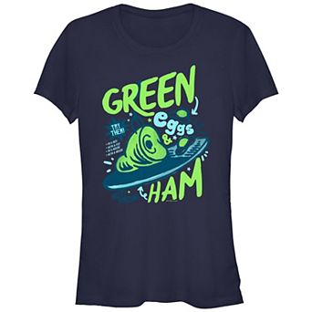 Juniors' Dr. Seuss Green Eggs And Ham Poster Fitted Graphic Tee