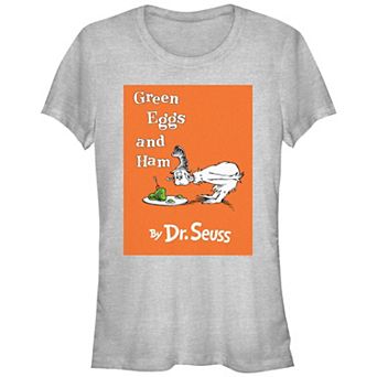 Juniors' Dr. Seuss Green Eggs And Ham Book Cover Fitted Graphic Tee
